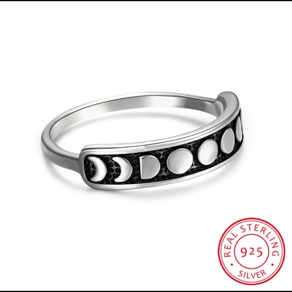 Sterling 925 Silver Moon Phase Ring New Age Witch